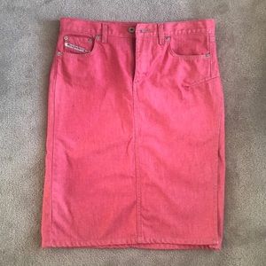 Pink Denim Diesel Slit Skirt
